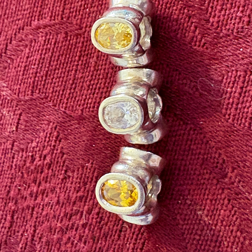 PANDORA BUNDLE OF 3 Stone OVAL LIGHTS BEADS - gold, clear & champagne-RETIRED - Picture 8 of 8